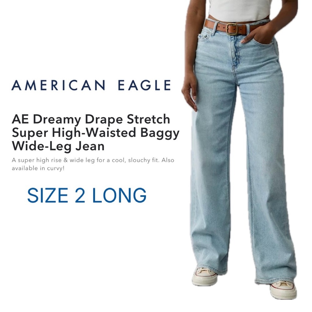 NWT American Eagle Outfitters Flare Wide Leg Jeans color Salty Air Size 2 LONG